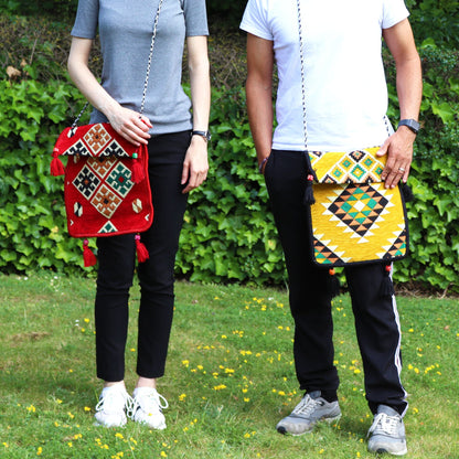 Bolsa Kilim Messenger Festival amarilla