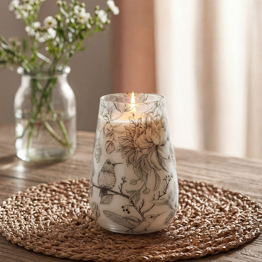 Velas en frasco de vidrio alto - Dibujadas por la llama - Velas en tarros de vidrio, cera de parafina