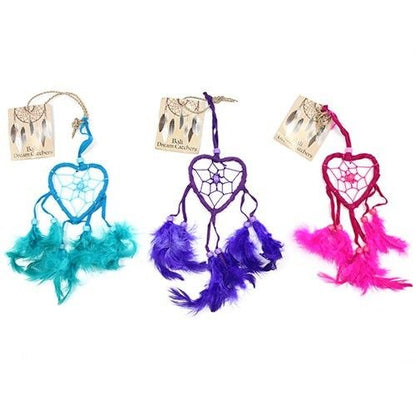 Atrapasueños Bali corazón peq - Turquesa/Rosa/Morado