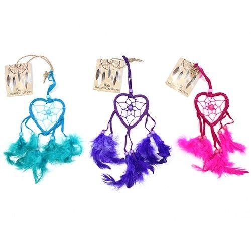 Dreamcatcher Bali small heart - Turquoise/Pink/Purple
