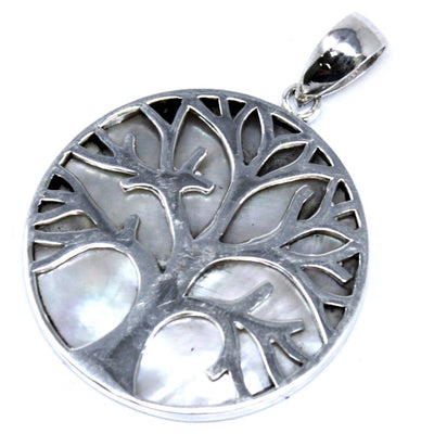 Sterling Silver Tree of Life Pendant 30mm - Mother of Pearl