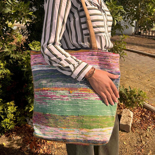 Bolso Grande de Tapetes Reciclados - Tonos Rosa - Bolsos de Tapetes Reciclados