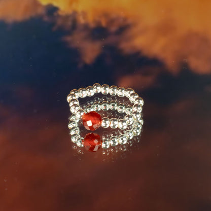 Conjunto de anillos de gema de ninfa - Luna de sangre