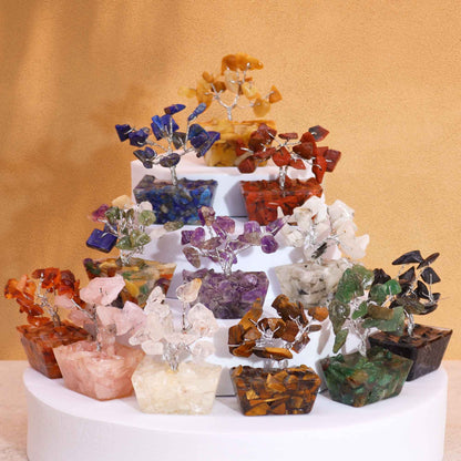 Mini árboles de piedras preciosas sobre base de orgonita - Mezcla Surtida (15 piedras) - Mini Árboles De Piedras Preciosas