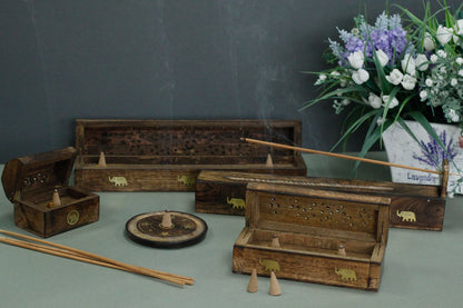 Smoke Boxes Natural Mango Wood - Soporte de Incienso