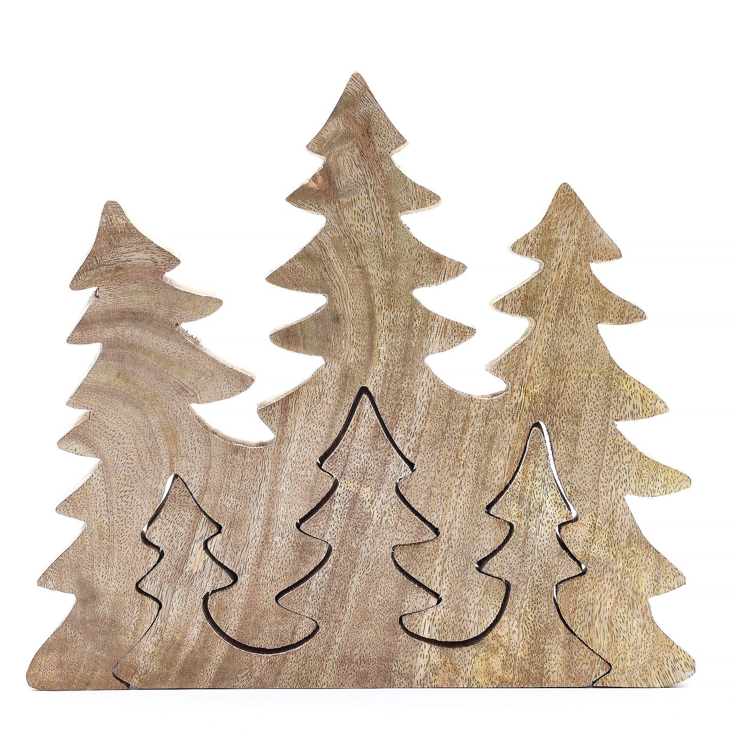 Perdido en el bosque - Decoración de madera 3D de tres árboles - 20x23 cm