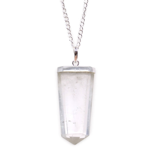 Flat Gemstone Pendant - Rock Quartz