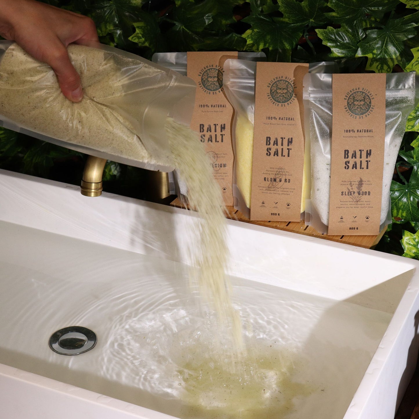 Greenman Rituals Aromaterapia de mentol en sales de baño de Epsom – Recuperación