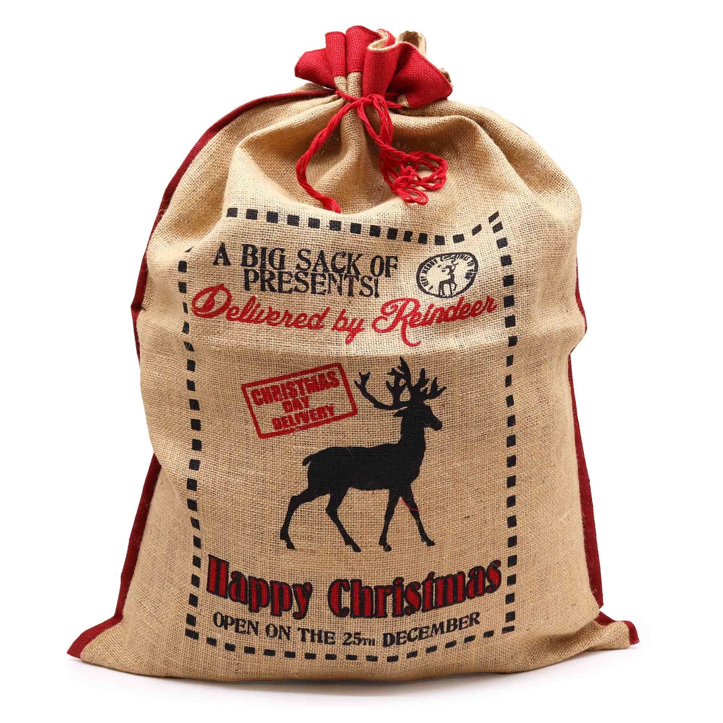 Saco de yute santa - Deliveried By Reindeer