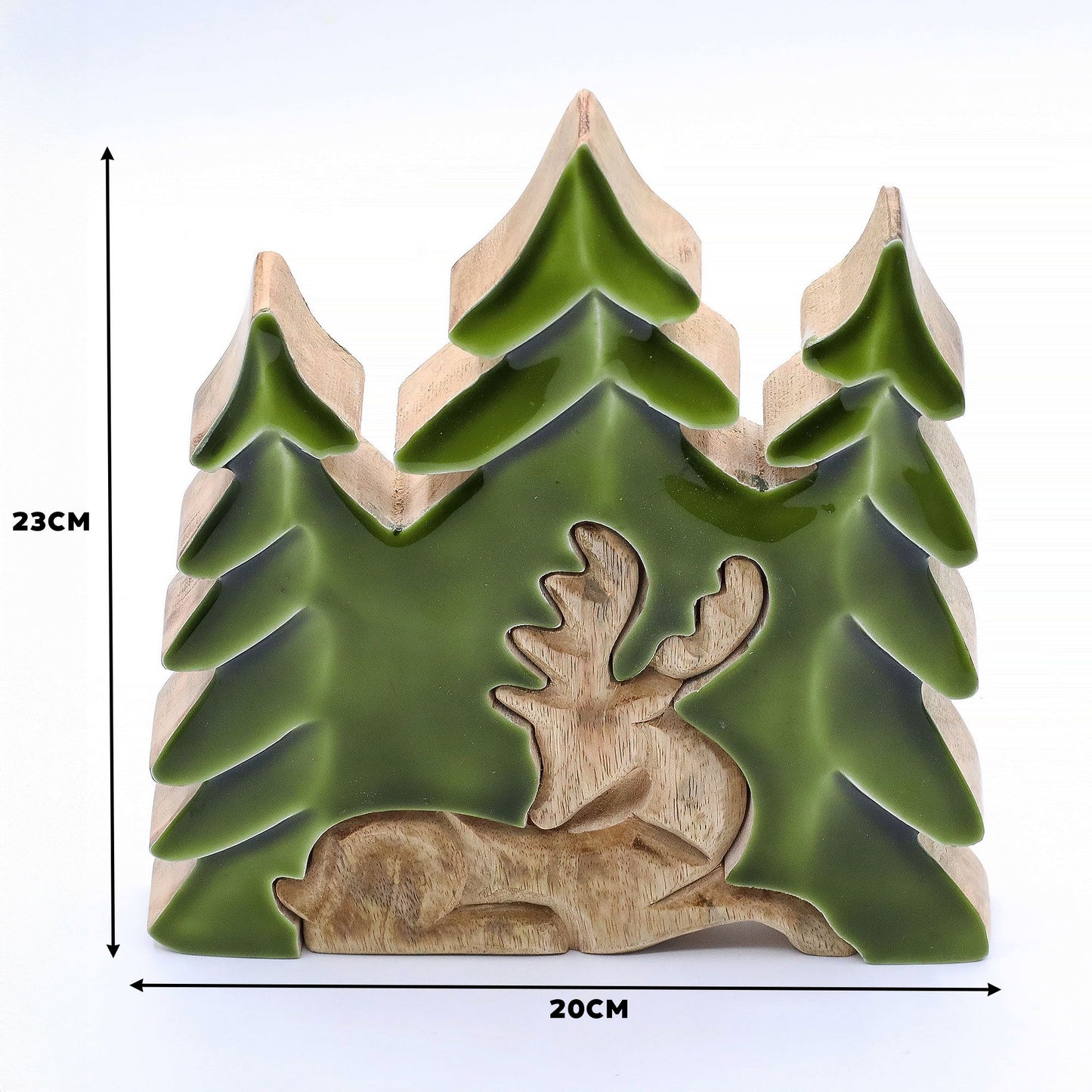 Perdido en el bosque - Ciervo en el bosque 3D Decoración de madera - 23x20cm