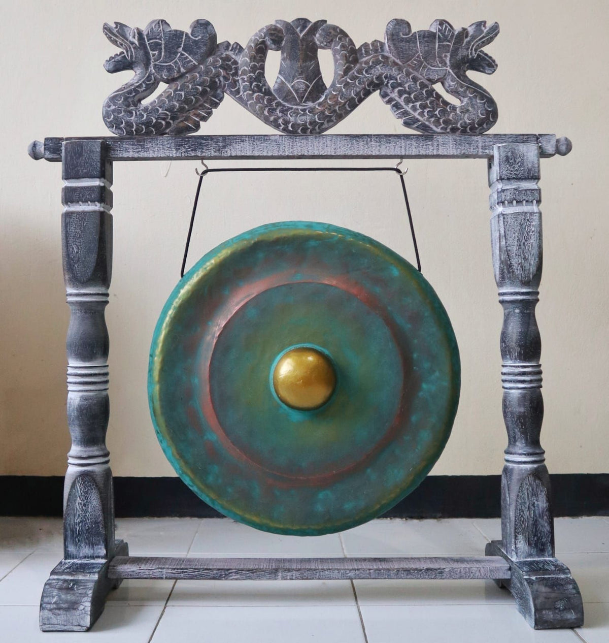 Gong de Meditación Mediano con Soporte - 35cm - Verde - Gong de meditación