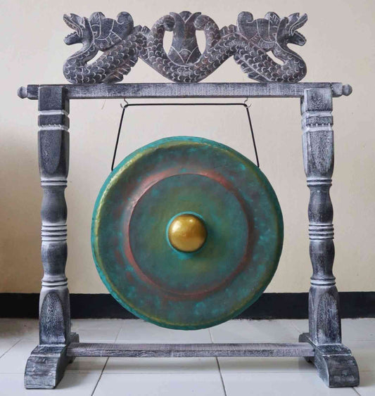 Gong de Meditación Mediano con Soporte - 35cm - Verde - Gong de meditación