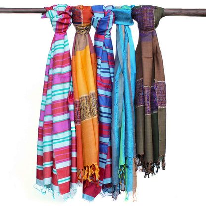 Bufandas bohemias indias grandes - 75x180 - Azules aleatorios