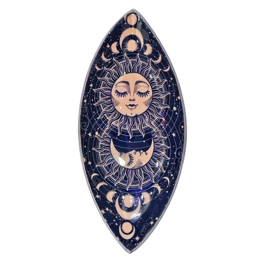 Cuenco de incienso esmaltado - Aluminio - Sol y Luna rosa