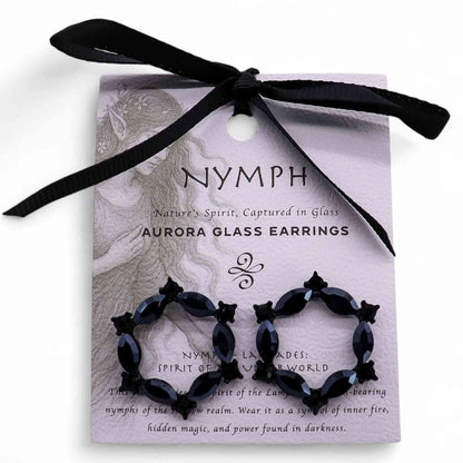Pendientes de Cristal Vintage - Aro - Negro Azabache