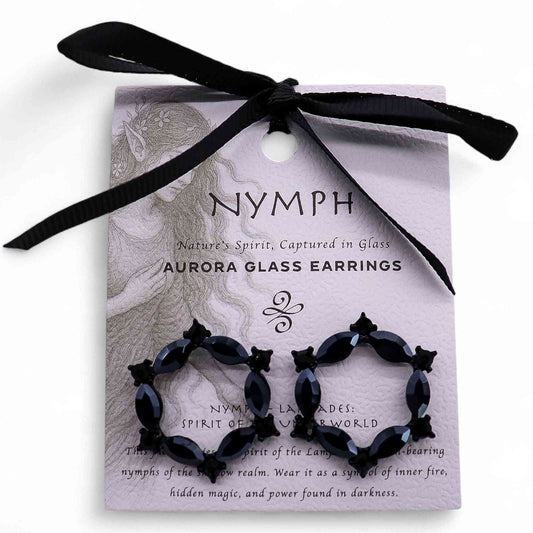 Pendientes de Cristal Vintage - Aro - Negro Azabache