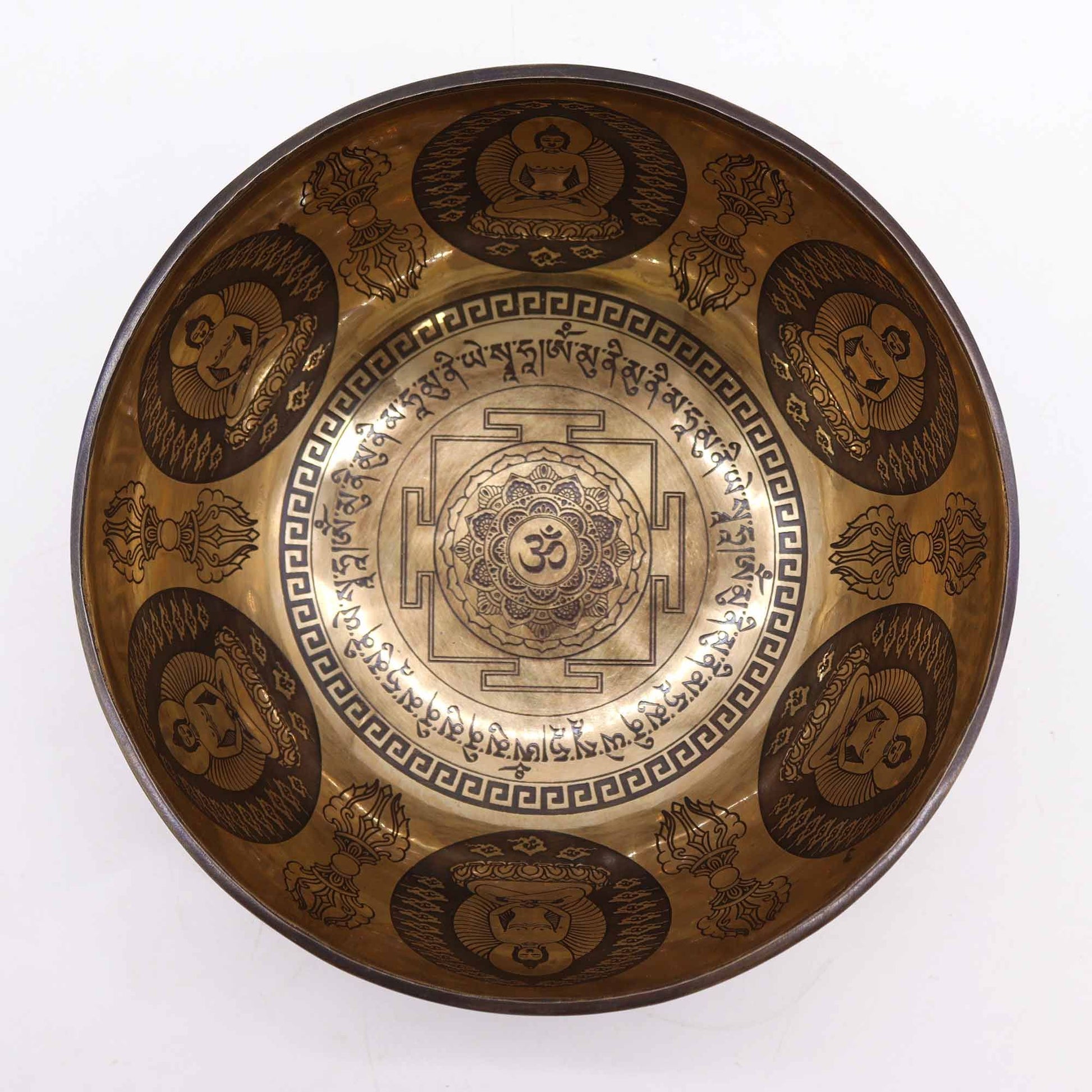 Cuenco Tibetano Curativo Grabado - 21cm - Om y Buda - Artículos Tibetanos