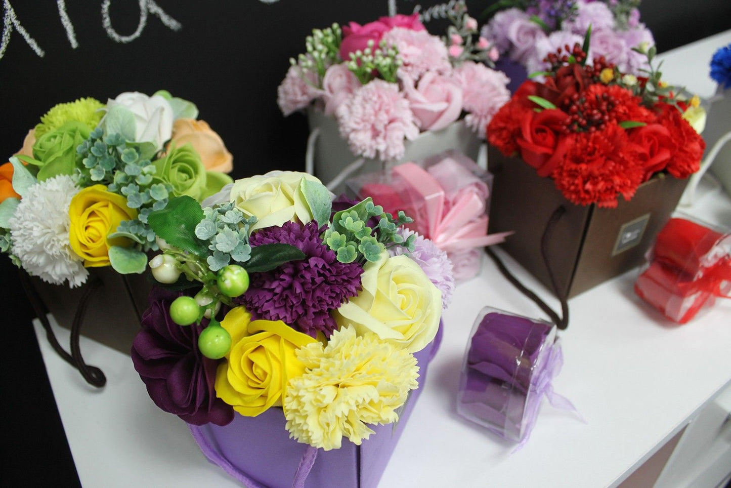 Bouquet Flores Jabón · Rosas Rosas y Clavel