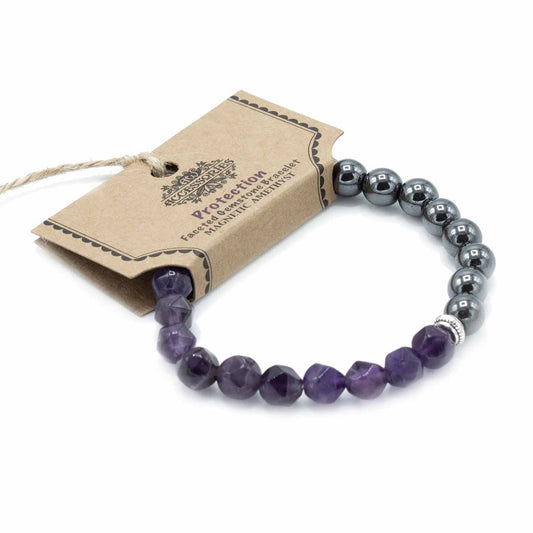 Bracelet en pierres précieuses taillées - Améthyste magnétique