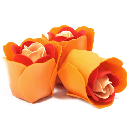 Set 3 Rosas de Jabón Melocotón · Caja Corazón