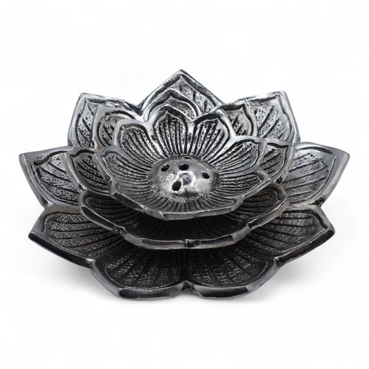 Portainciensos Flor de Loto de Tres Flores - Portainciensos de aluminio hechos a mano