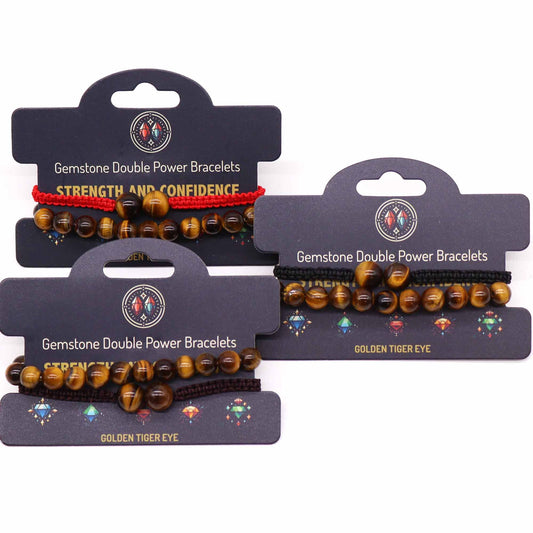 Double Power Gemstone Bracelets - Tiger's Eye