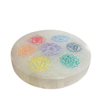 Placa de Carga Pequeña 8cm - Diseño Chakra - color - Placas de Selenita