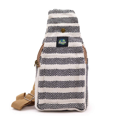 Sac Bandoulière en Coton Naturel - Blanc et Noir