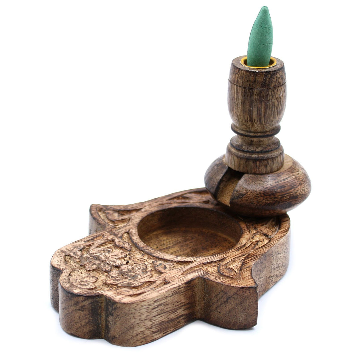 Sm Quemador Inverso Madera de Mango - Hamsa - Quemador de Flujo Inverso de Madera de Mango