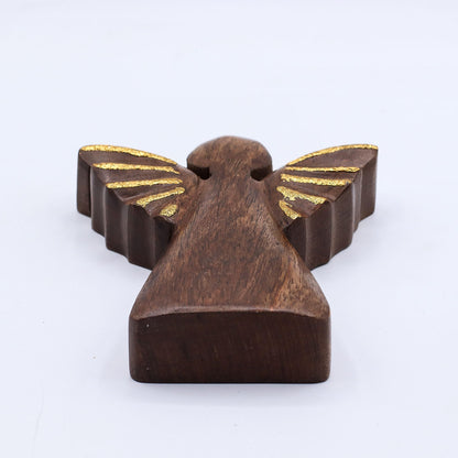 Ángel de madera de mango mediano - decoración dorada