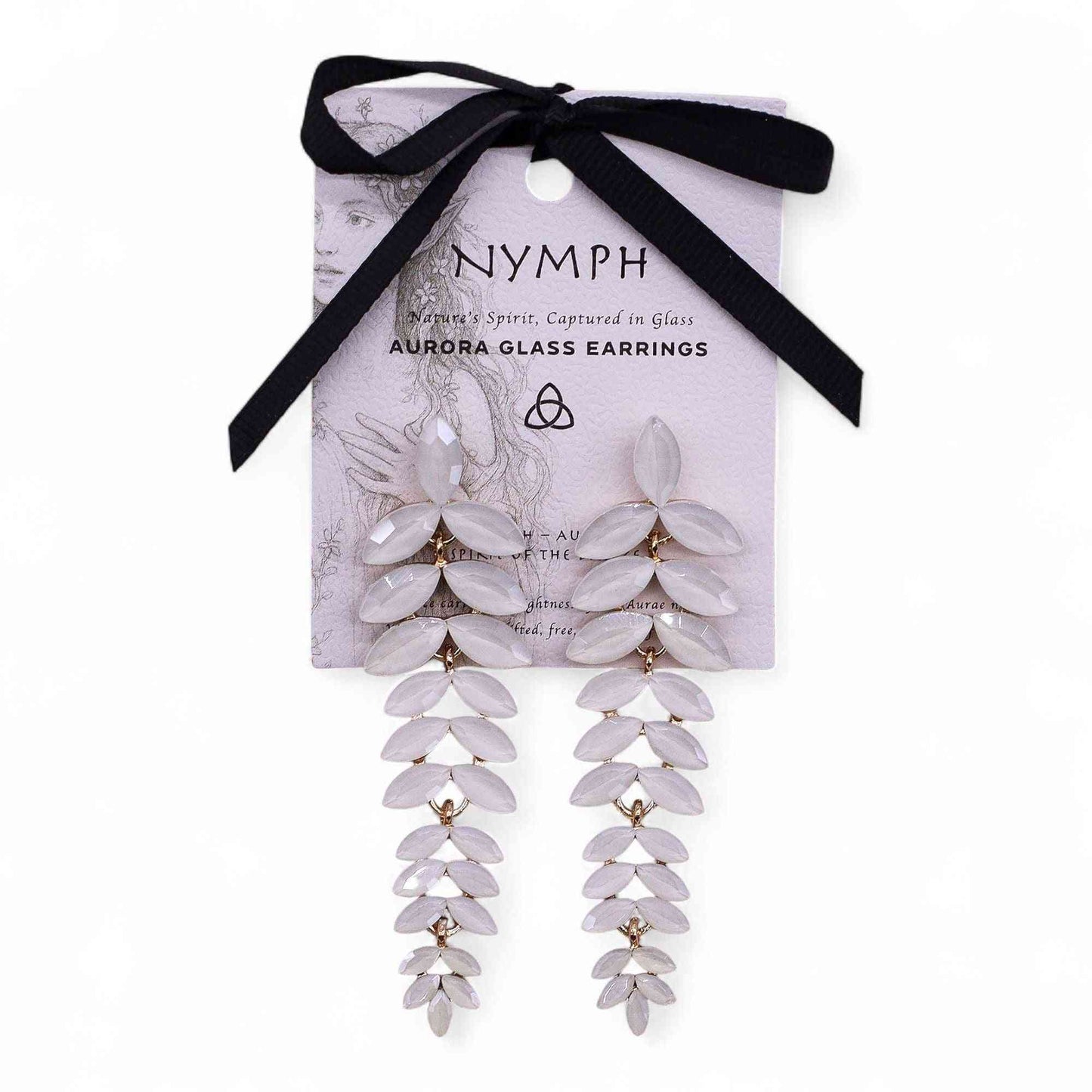 Pendientes de Cristal Vintage - Largo - Perla