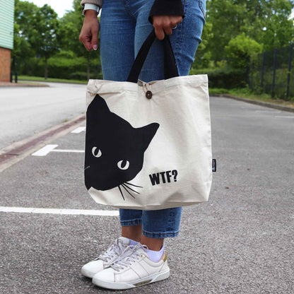 Bolso Básico Icónico - Gato negro - Natural 10 oz (36 x 43 x 10 cm)