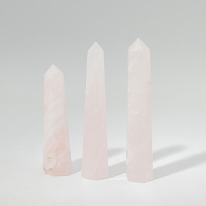 Punta obelisco de seis caras de piedra preciosa aprox. 11 cm - cuarzo rosa
