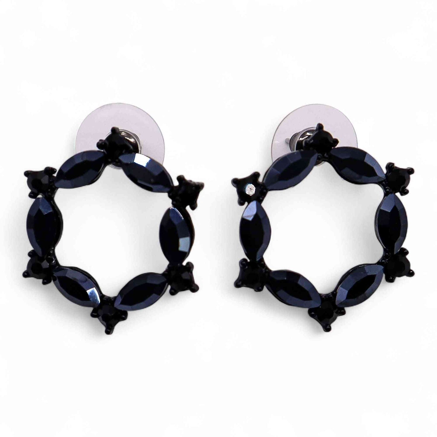 Pendientes de Cristal Vintage - Aro - Negro Azabache