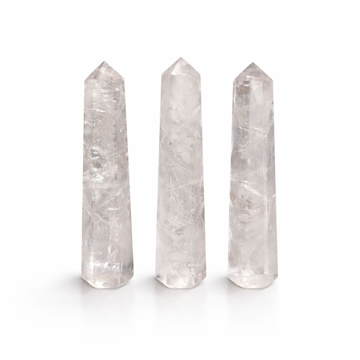 Punta de obelisco de seis caras de piedra preciosa aprox. 11 cm - Cuarzo claro - Puntas del Obelisco de Piedras Preciosas