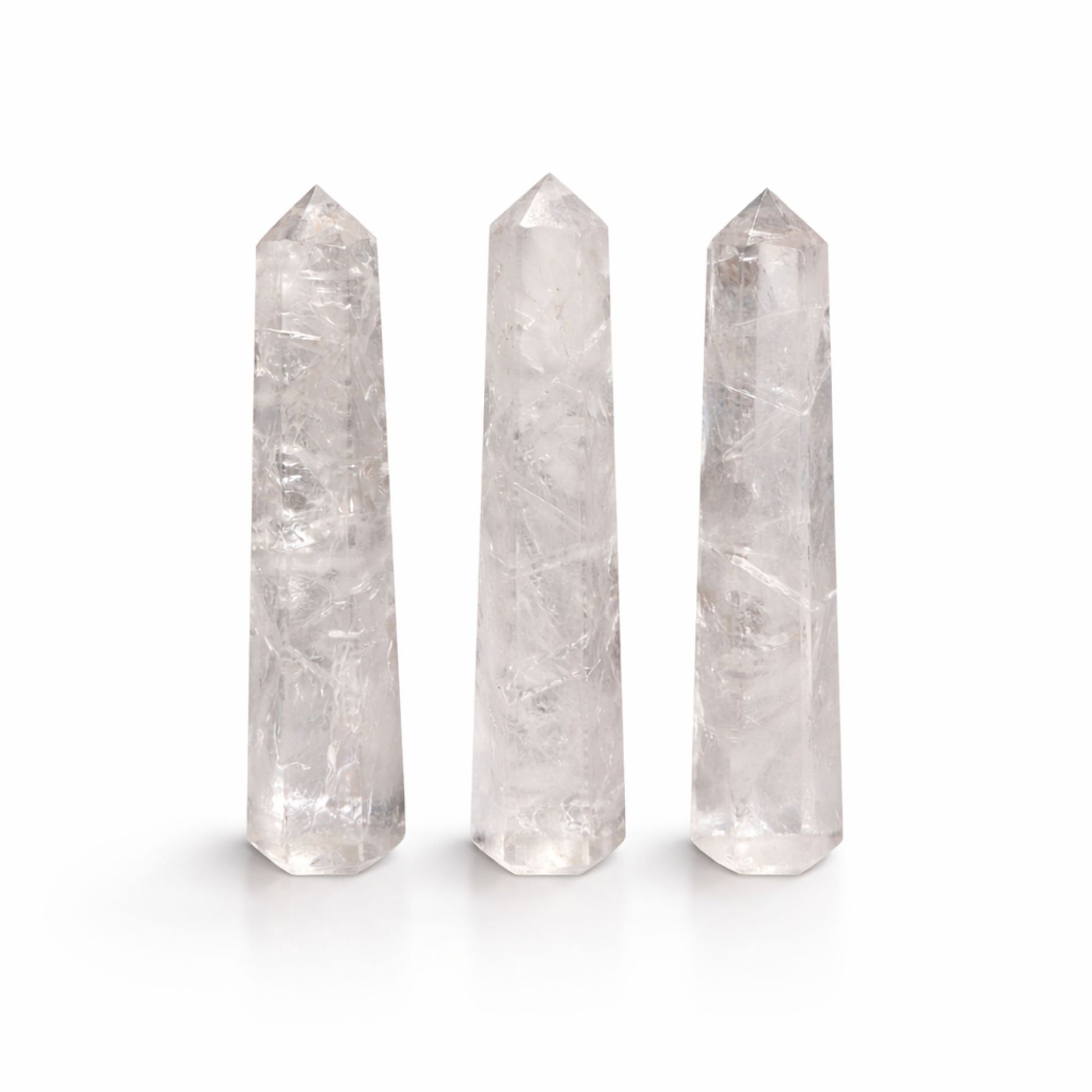 Punta de obelisco de seis caras de piedra preciosa aprox. 11 cm - Cuarzo claro - Puntas del Obelisco de Piedras Preciosas
