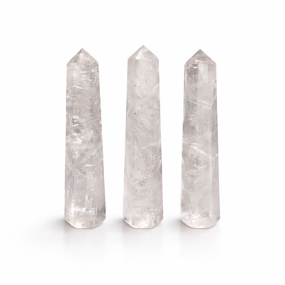 Punta de obelisco de seis caras de piedra preciosa aprox. 11 cm - Cuarzo claro - Puntas del Obelisco de Piedras Preciosas