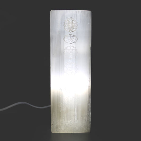 Lámpara Bloque Selenita 25cm - Lámpara Chakra