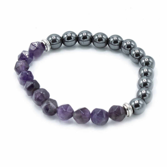 Bracelet en pierres précieuses taillées - Améthyste magnétique