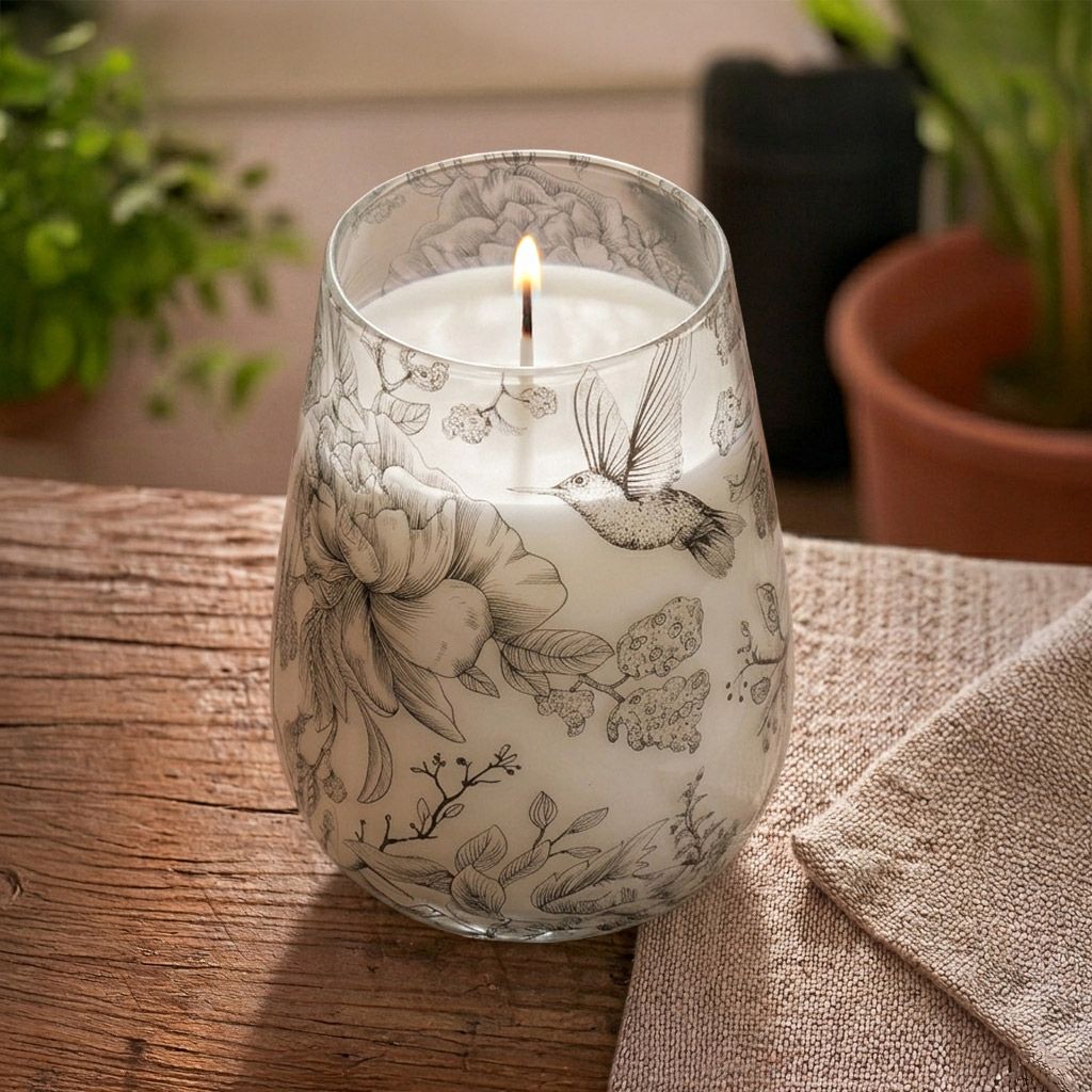 Velas en frasco de vidrio alto - Dibujadas por la llama - Velas en tarros de vidrio, cera de parafina