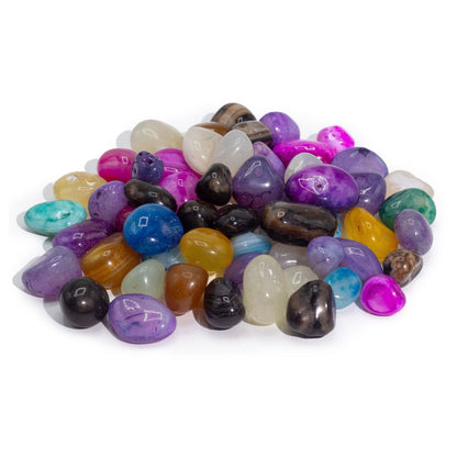 Ágatas mixtas tratadas a granel - 1kg (aprox. 70 piedras) - 7 colores - Gemas mixtas