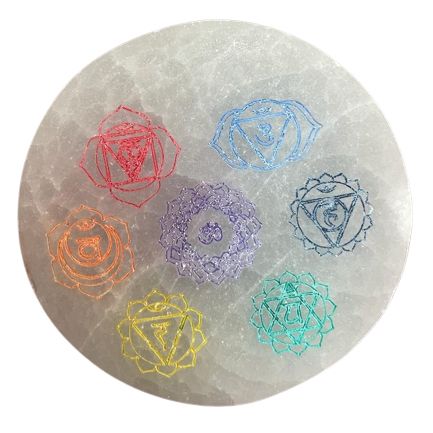Placa de Carga Pequeña 8cm - Diseño Chakra - color - Placas de Selenita