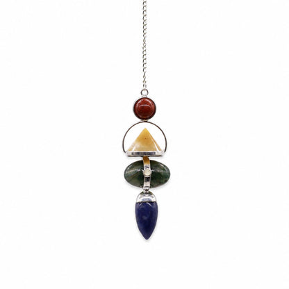 Four Elements Gemstone Pendulum - Red Jasper, Yellow Adventurine, Moss Agate, Sodalite & Moonstone