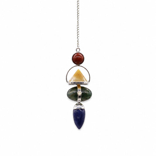 Four Elements Gemstone Pendulum - Red Jasper, Yellow Adventurine, Moss Agate, Sodalite & Moonstone
