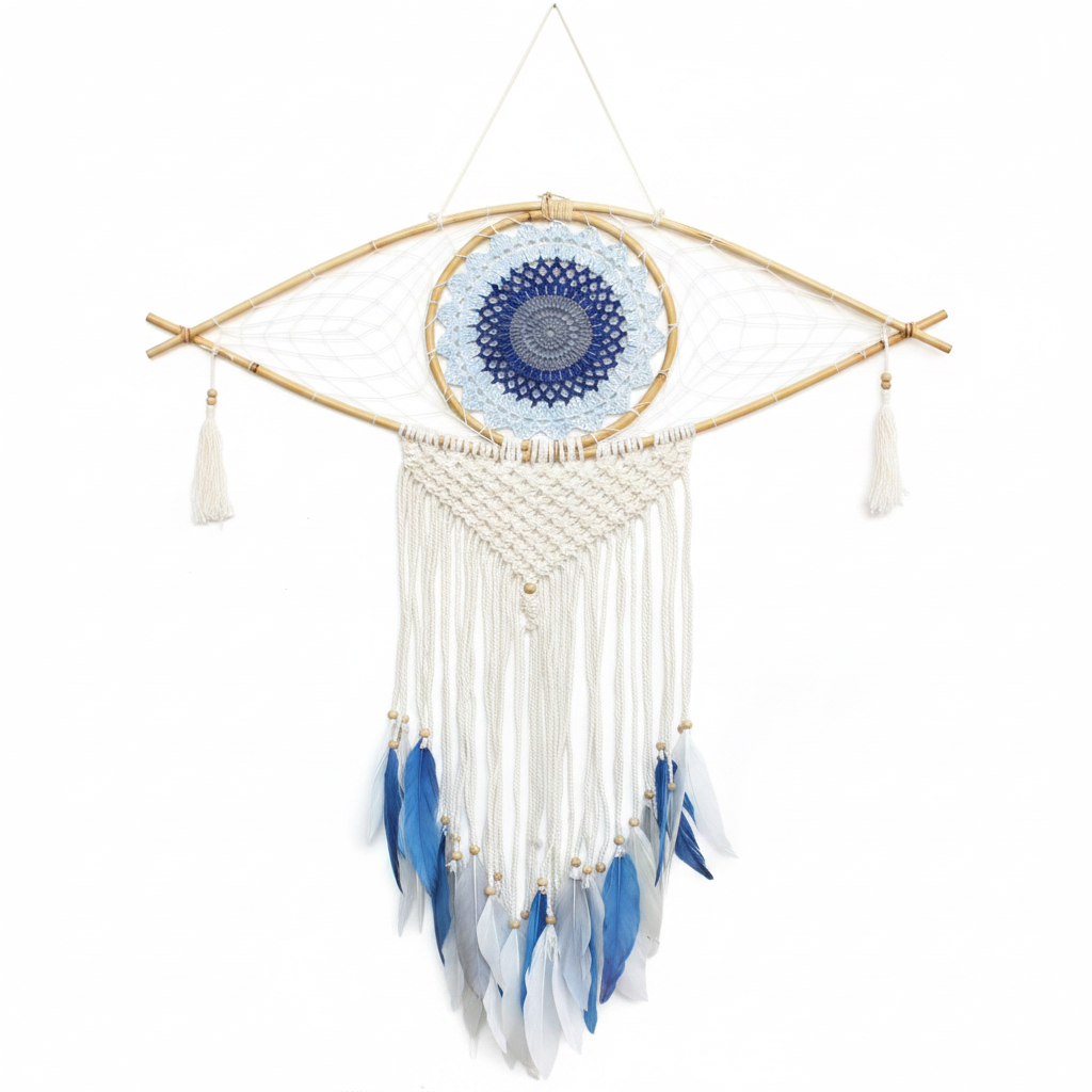 Atrapasueños - Lrg Macramé Ojo Blanco / Azul / Gris | Atrapasueños | El Bazar de Tizar