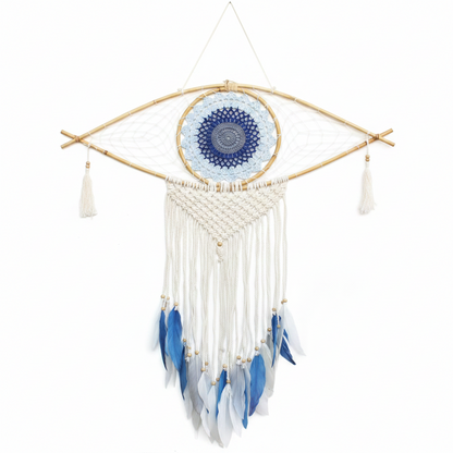 Atrapasueños - Lrg Macramé Ojo Blanco / Azul / Gris | Atrapasueños | El Bazar de Tizar