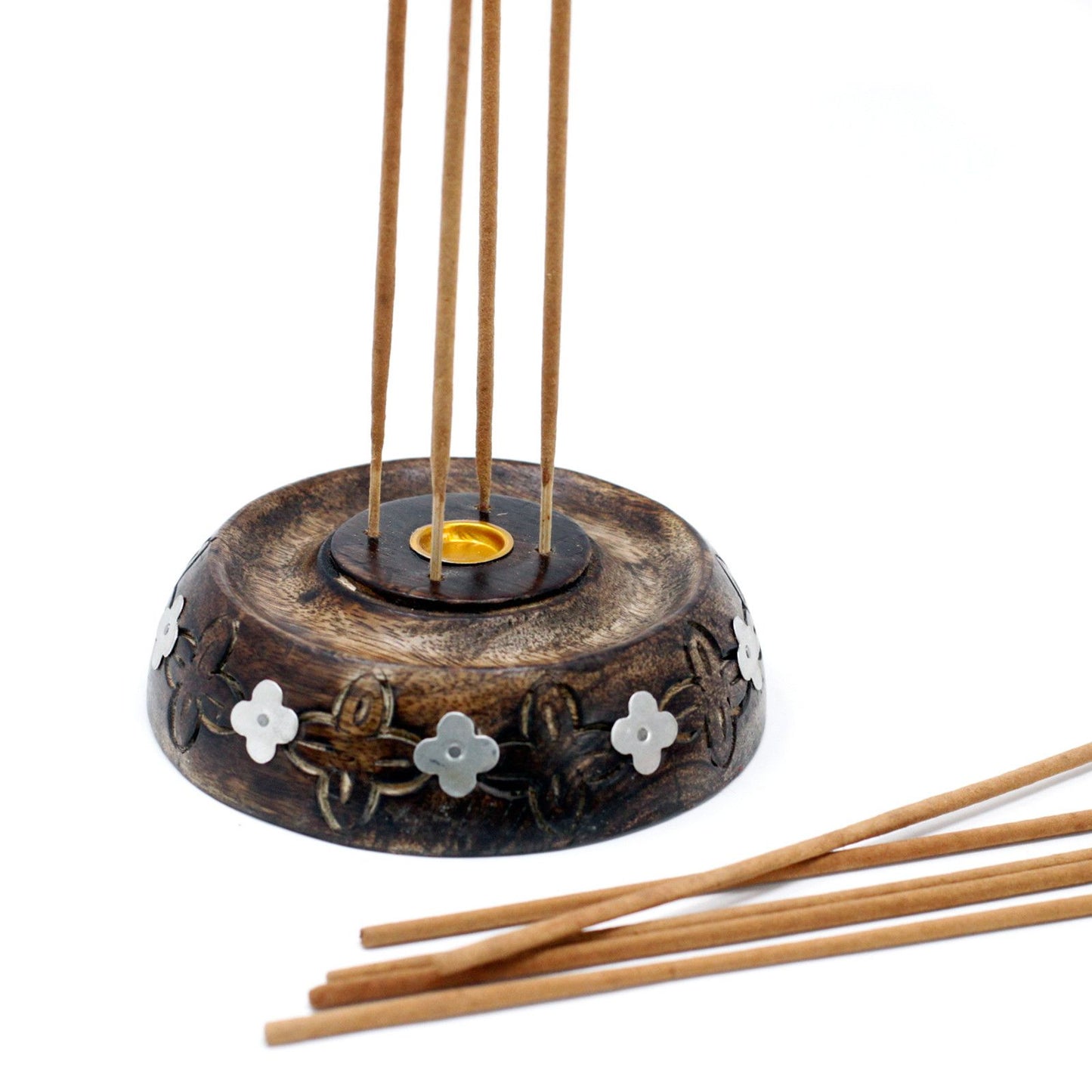 Cone & Stick Burner- Asst Design - Mango Wood - Soporte de Incienso