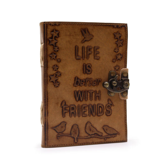 Diario de Piel  - La vida es mejor con amigos - 12,5x17,5cm