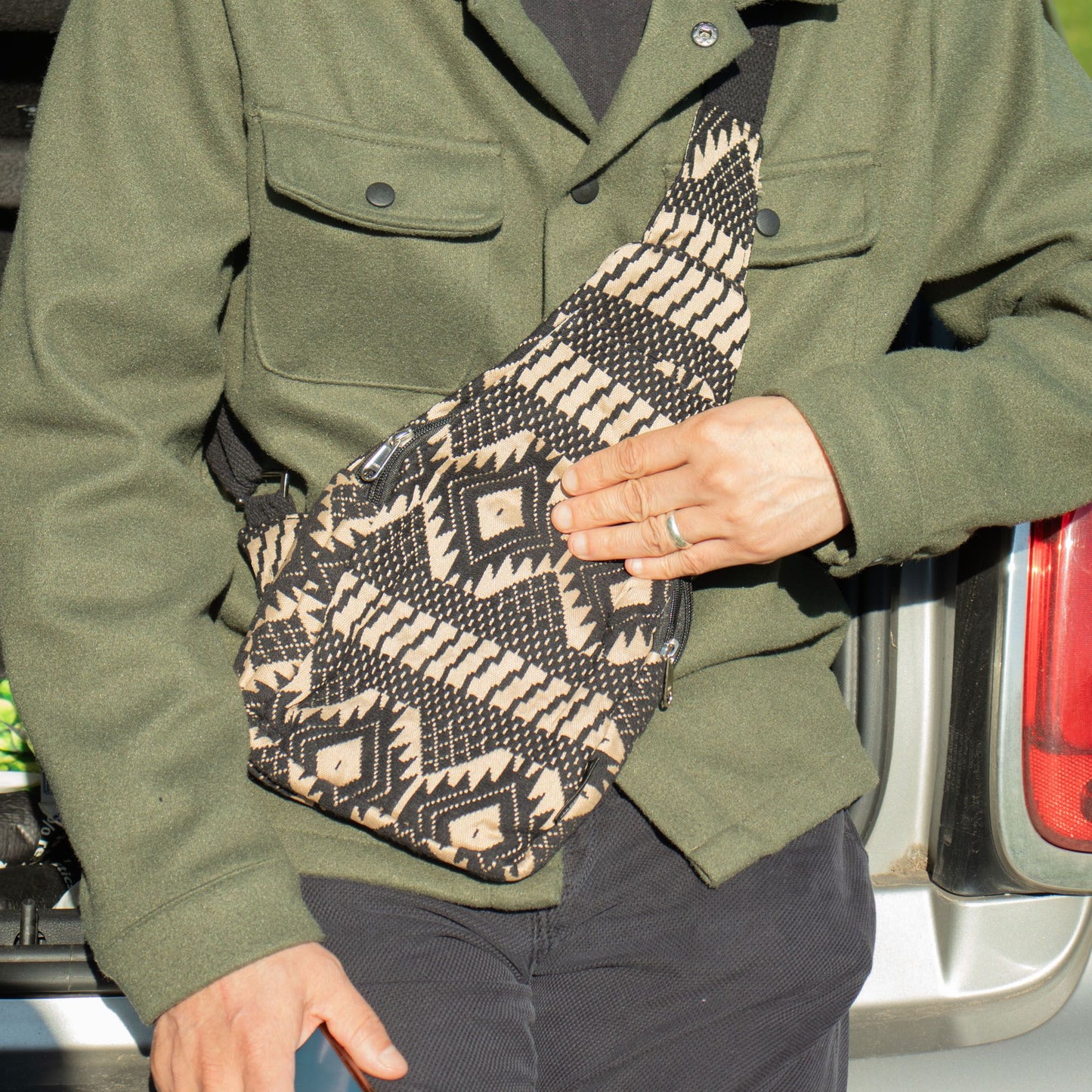 Bolsas Jacquard Naturales - Telar del Desierto - Bolsa Cruzada