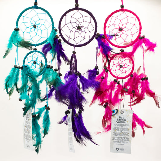 Dreamcatcher Bali Medium Hoop - Turquoise/Pink/Purple